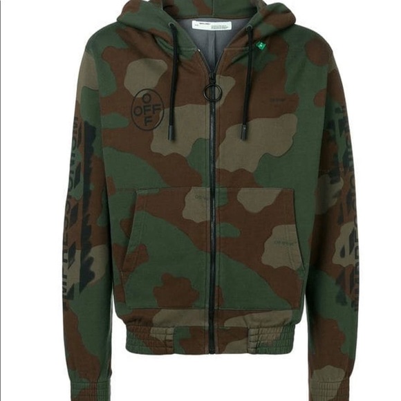 Off white camo zip hoodie Clearance